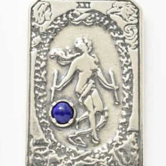 World Tarot Pendant Sterling Silver Lapis Lazuli - Picture 7 of 8